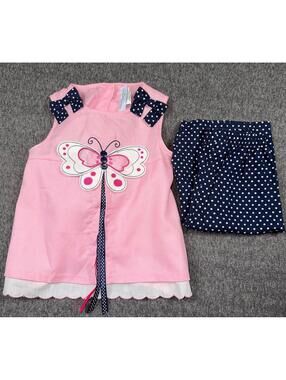 VTG 90’s Chantilly Place Butterfly Jumper with pants Size 4T Spring Pink